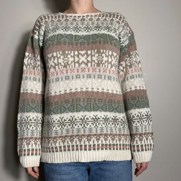 B Moss Sweaters - Vintage B. Moss Multicolor Cableknit Holiday Fall Sweater Size M